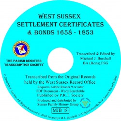 Settlement Certificates &  Bonds - West Sussex 1658-1853